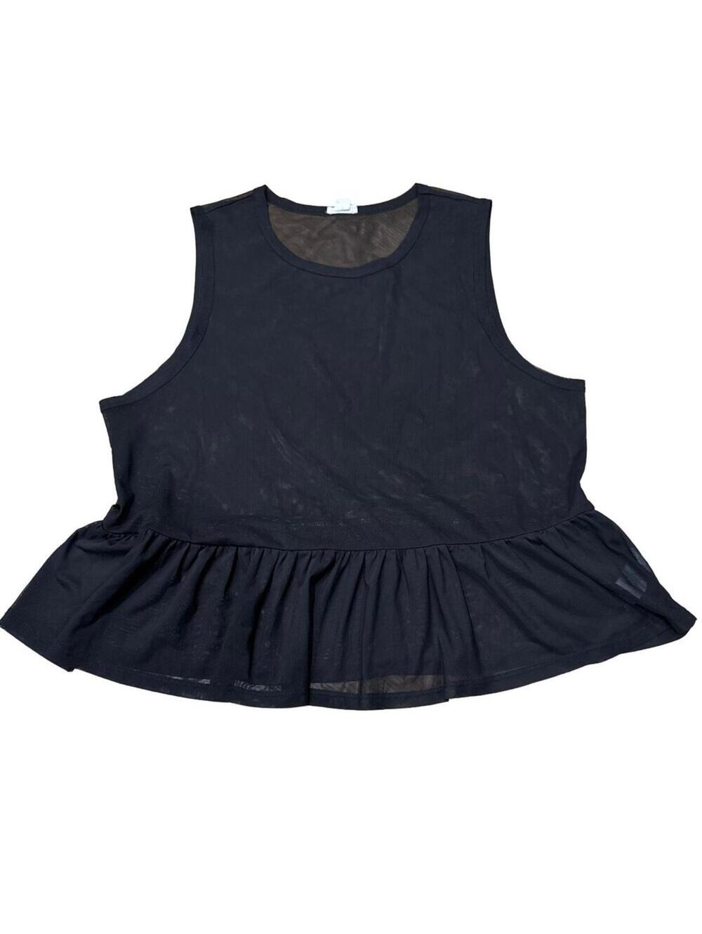 Garage all Mesh Black Top tank Womens Large Peplum Stretchy Goth Witchy Etheral